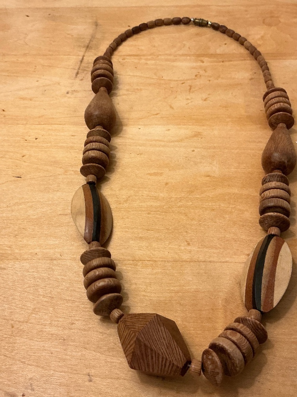 Real Wood Beaded Jewelry Necklace